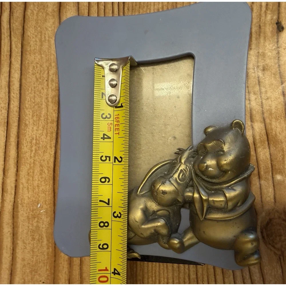 Vintage Disney Winnie The‎ Pooh & Eeyore Gold Tone Metal Purple Frame 3D